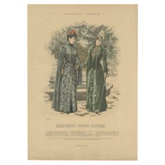 Antique Fashion Print from Germany by Dürr, 1889