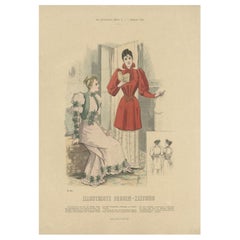 Antique Fashion Print Depicting Two Ladies, by Dürr, 1892
