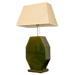 Limited Edition Handmade Ceramic Table Lamp, Porcelain Olive Green 
