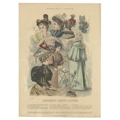 Antique Female Fashion Print by Breitkopf, 1894