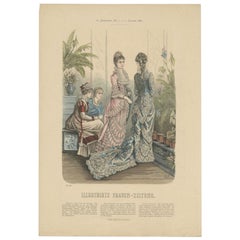 Antique Female Fashion Print by Marquart, 1880