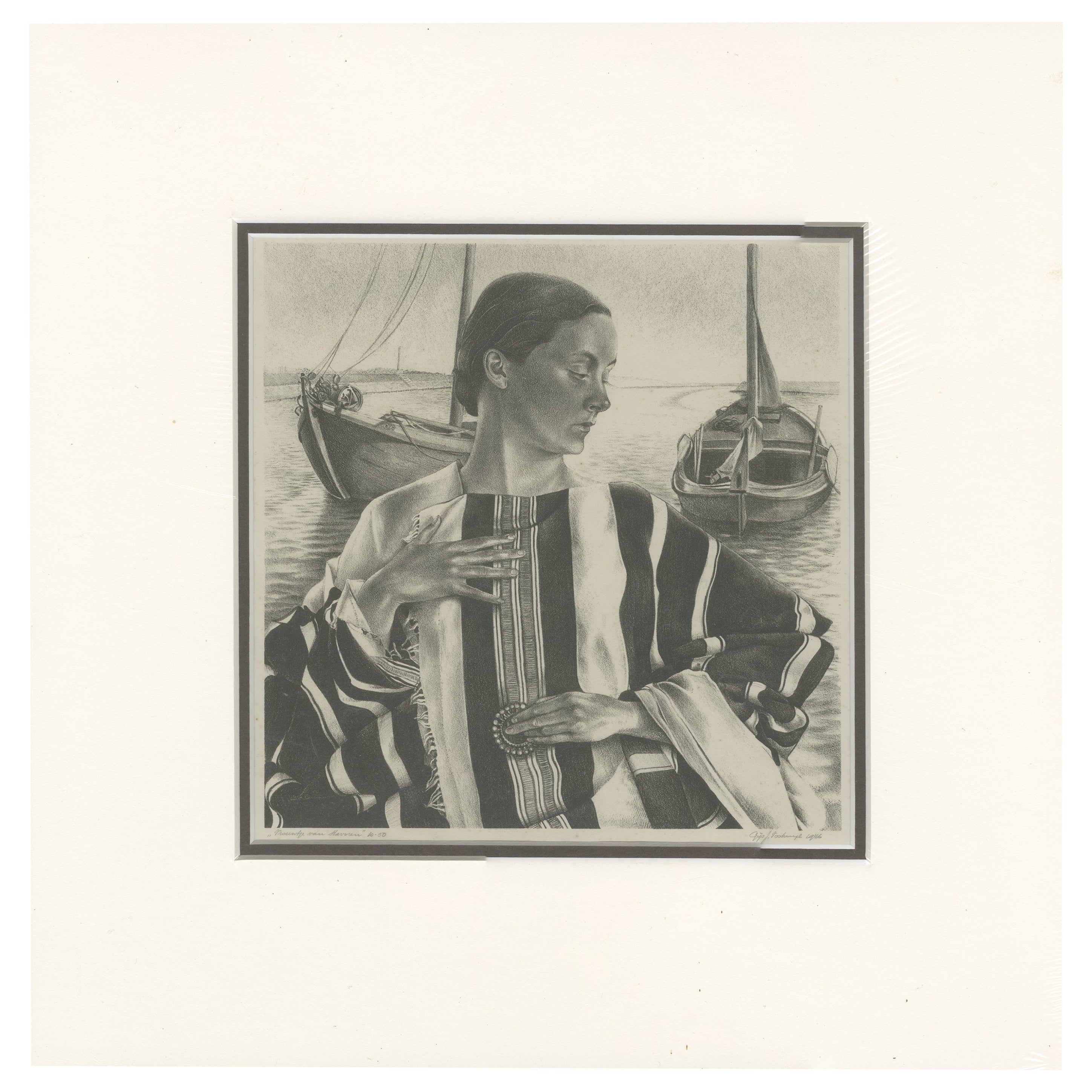 Vintage Print of the Lady of Stavoren by Voskuijl, 1946 For Sale