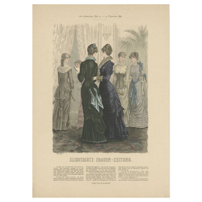Antique Fashion Print by Marquart, 1881