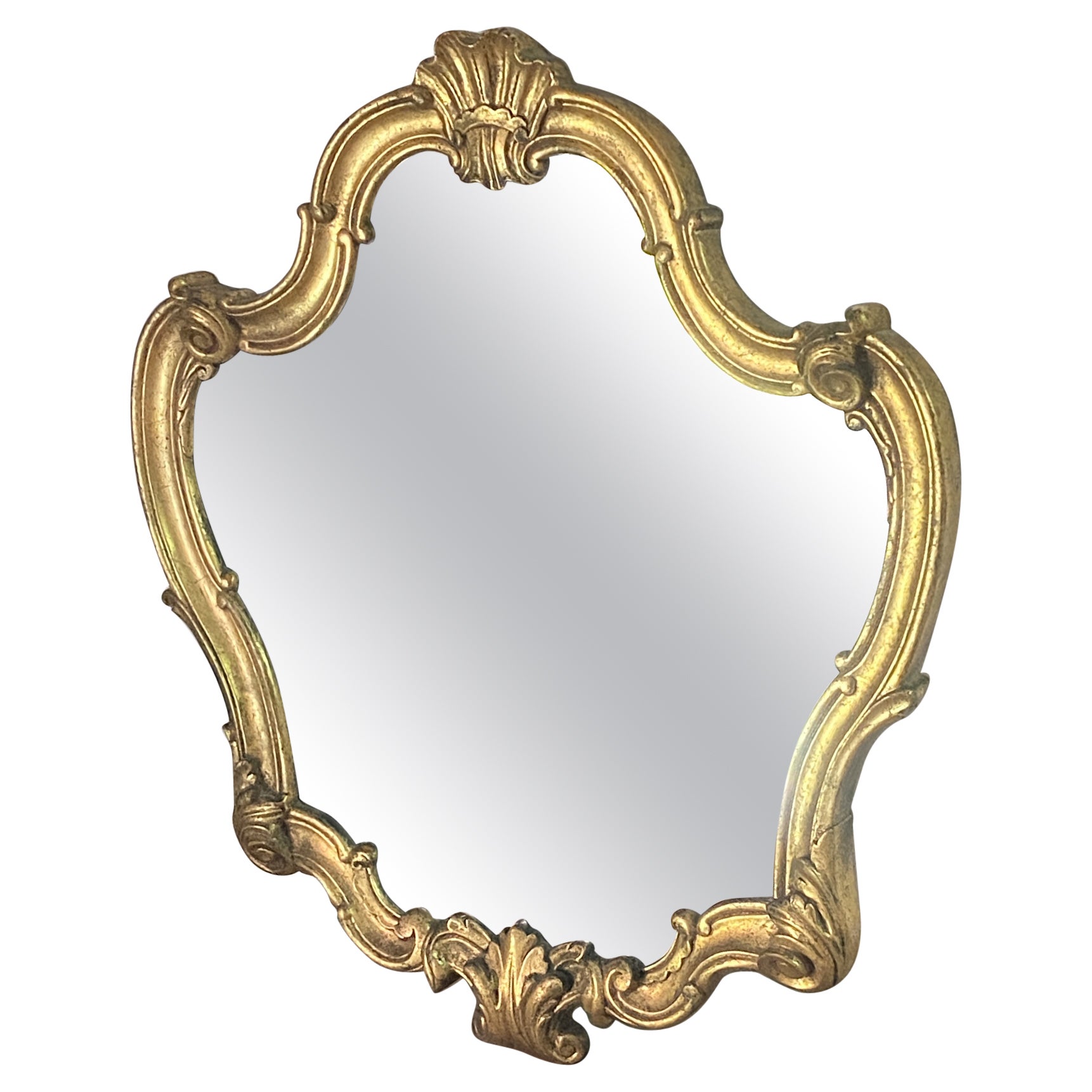 Miroir en bois doré avec feuille d'or, début du 20e siècle, sculpté, couleur or en vente