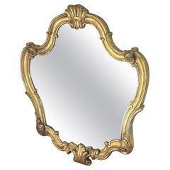 Mirror With Giltwood Gold Leaf, Early 20th Century, carved, gold color