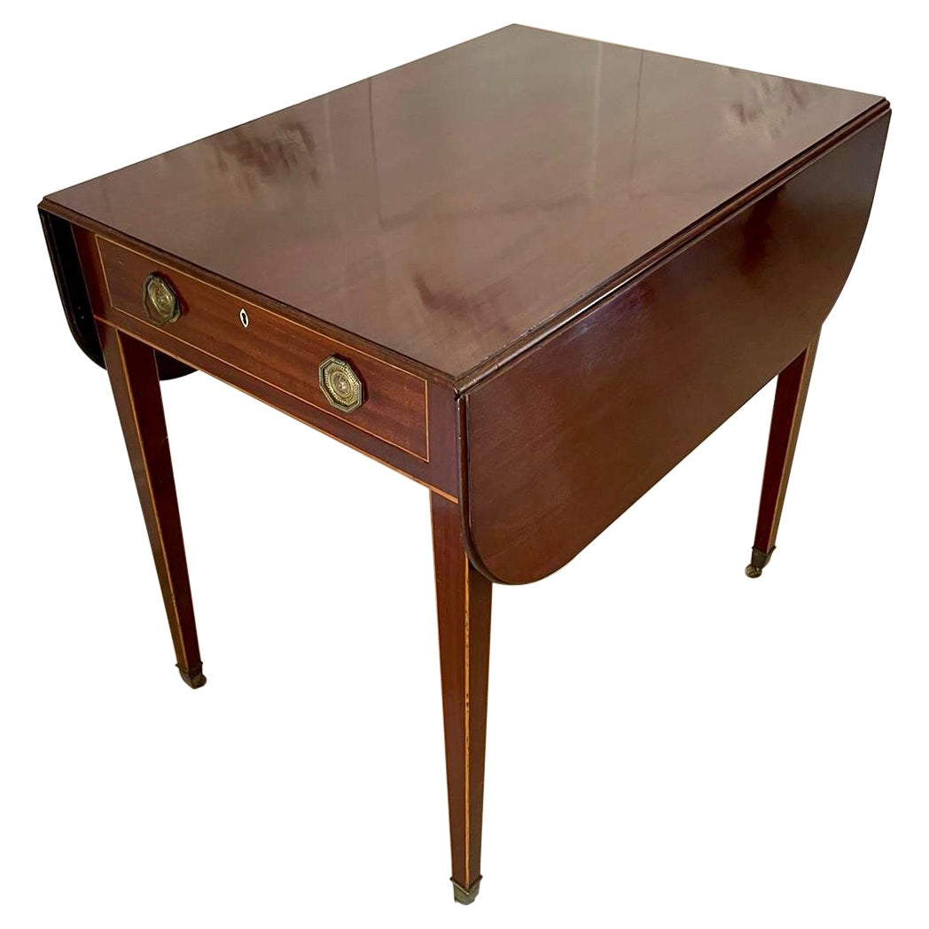 Antique George III Quality Mahogany Inlaid Pembroke Table For Sale