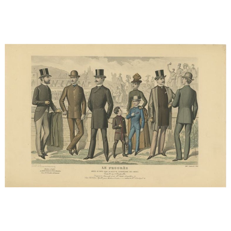 Impression de mode ancienne publiée en septembre 1886 en vente