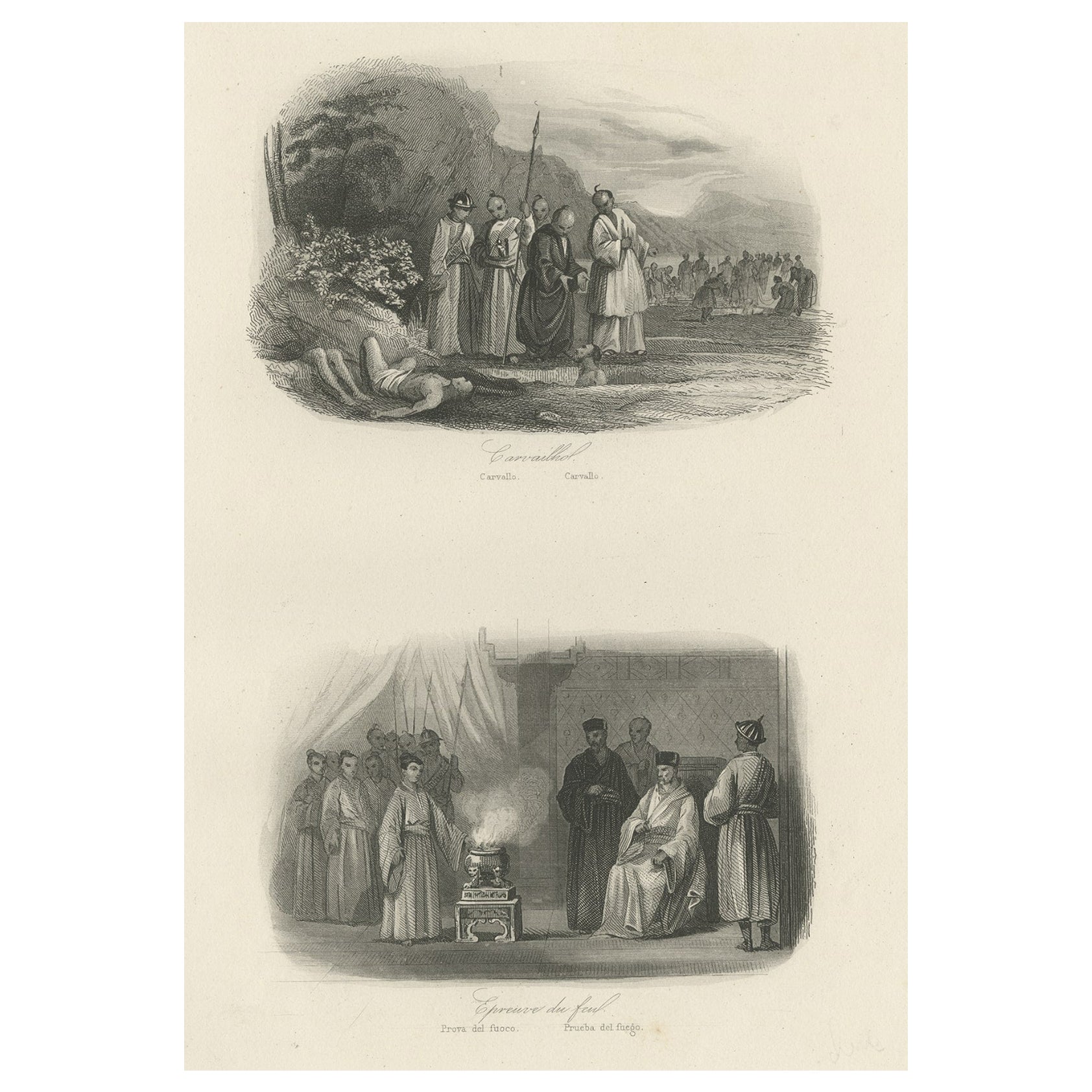 Antique Print of Religious Persecution by the Japanese, 1847 For Sale