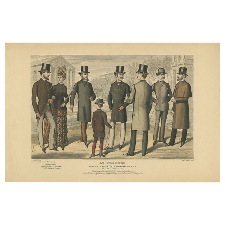 Impression originale de mode ancienne, publiée en octobre 1886 en vente