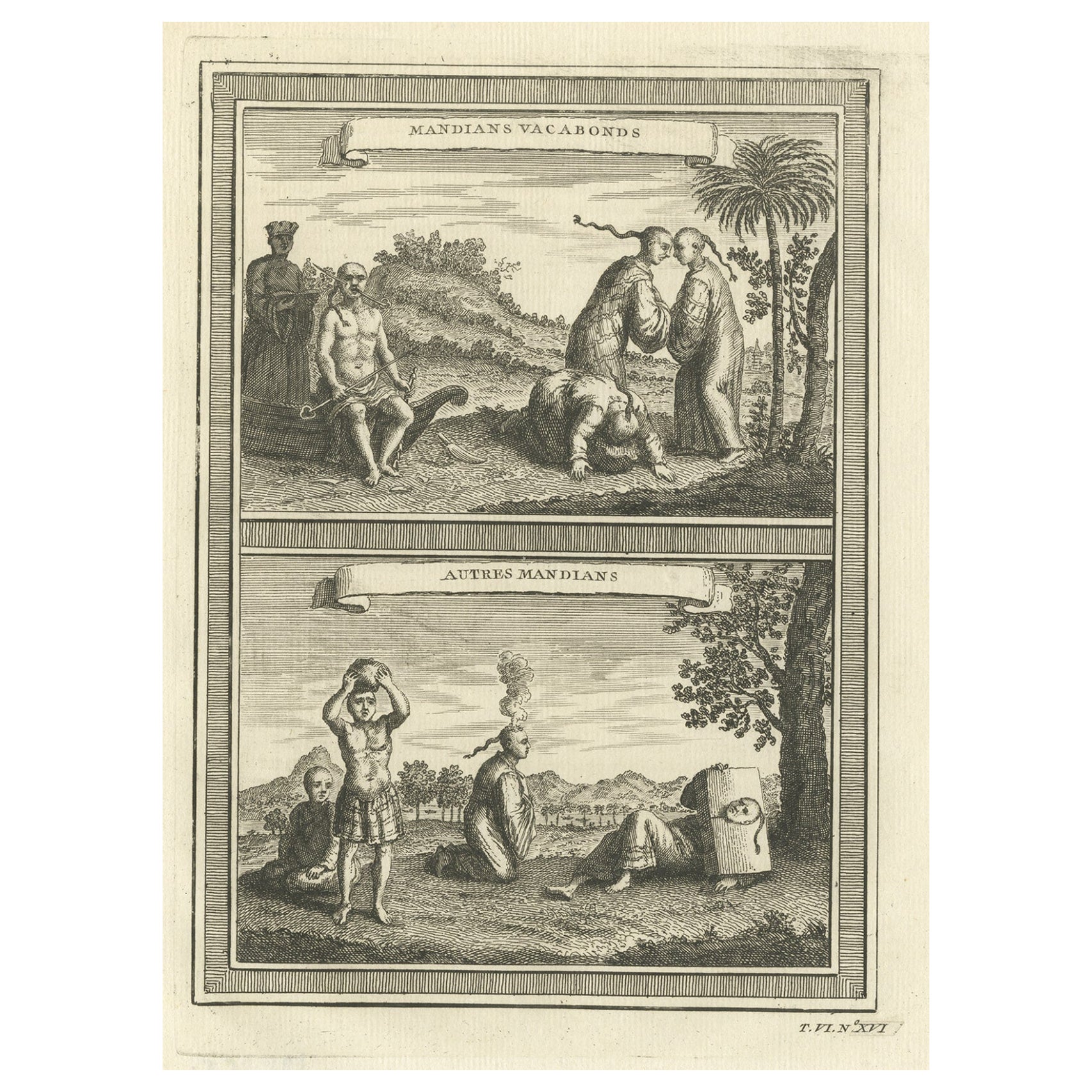 Antique Print of Chinese Vagabonds, 1748 For Sale