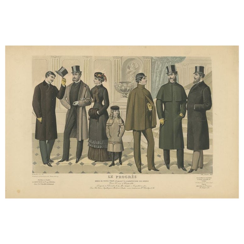 Original Antique Fashion Print, Published in October, 1882 For Sale