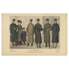 Handkolorierter antiker Modedruck, veröffentlicht im November 1882