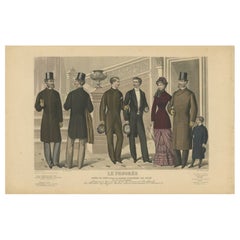 Original Antiker Modedruck, veröffentlicht im Februar 1881, Original
