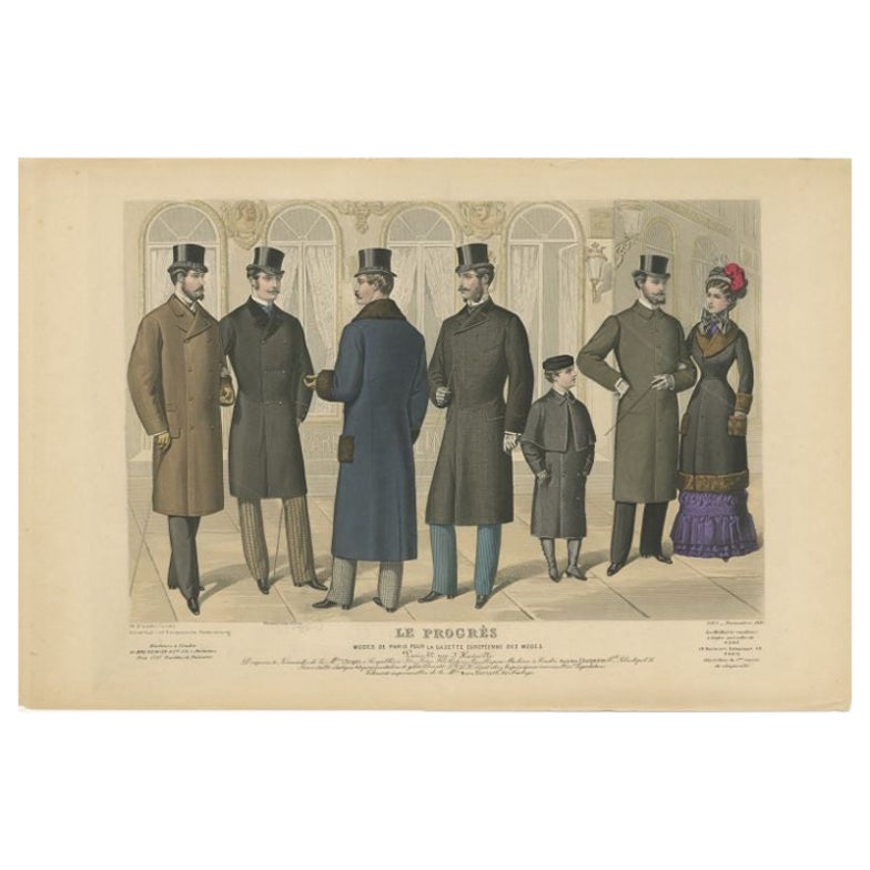 Original Antique Fashion Print, Published November, 1881 For Sale