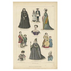 Antique Costume Print Including Costumes of France and Others
