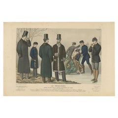 Antique Fashion Print of Men in the 19th Century