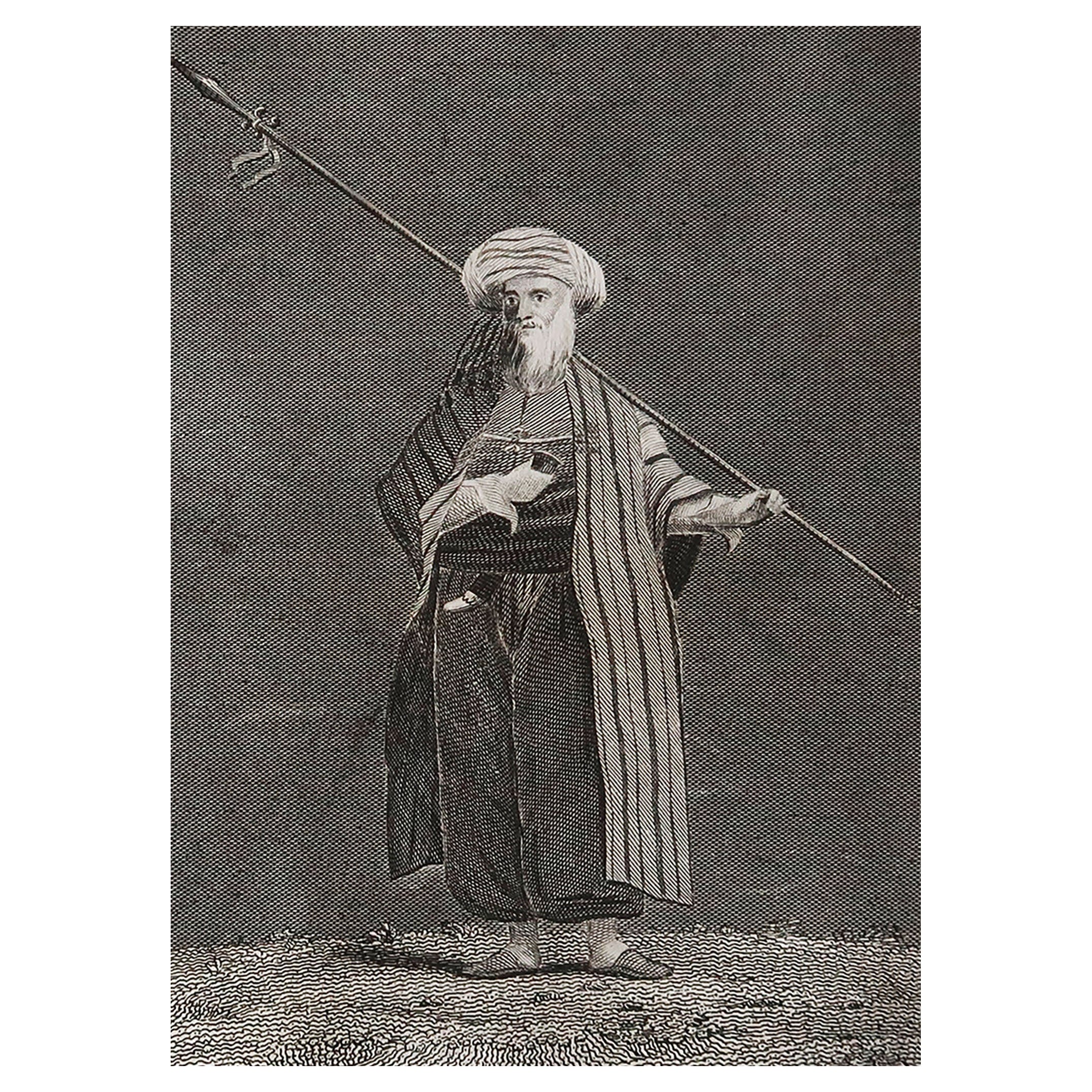 Impression ancienne d'origine d'un Sheikh arabe, 1817 en vente