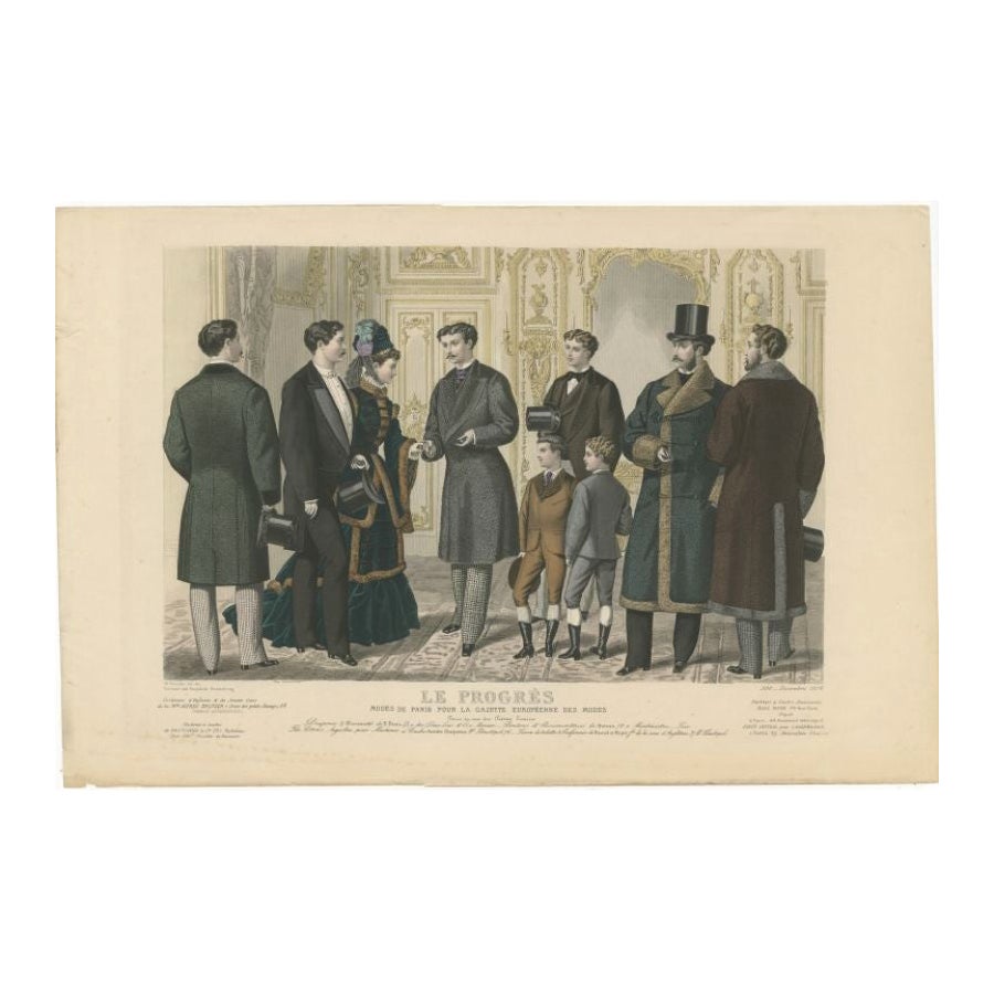 Antique Men Fashion Print of the 19th Century  For Sale
