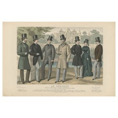 Hand-Colored Antique Fashion Print, Published in September, 1874