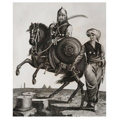 Original Antique Print of a Mamluk on Horseback, 1817