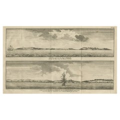 Antique Print with Views of Tinian Island, the Northern Mariana Islands, 1749