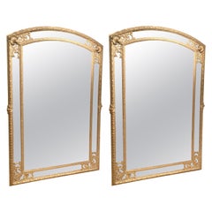 Miroirs de pilier français anciens du 19ème siècle de style Louis XV en bois doré pleine longueur