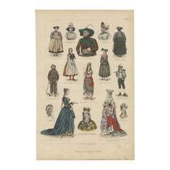 Antiker antiker Kostümdruck von Bayern, Tirol und mehr, um 1875