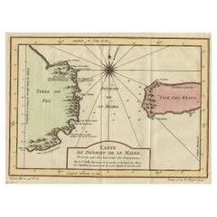 Carte ancienne du passage entre les océans Atlantique et Pacifique, vers 1753