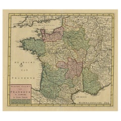 Carte ancienne de la France par Tirion, vers 1740