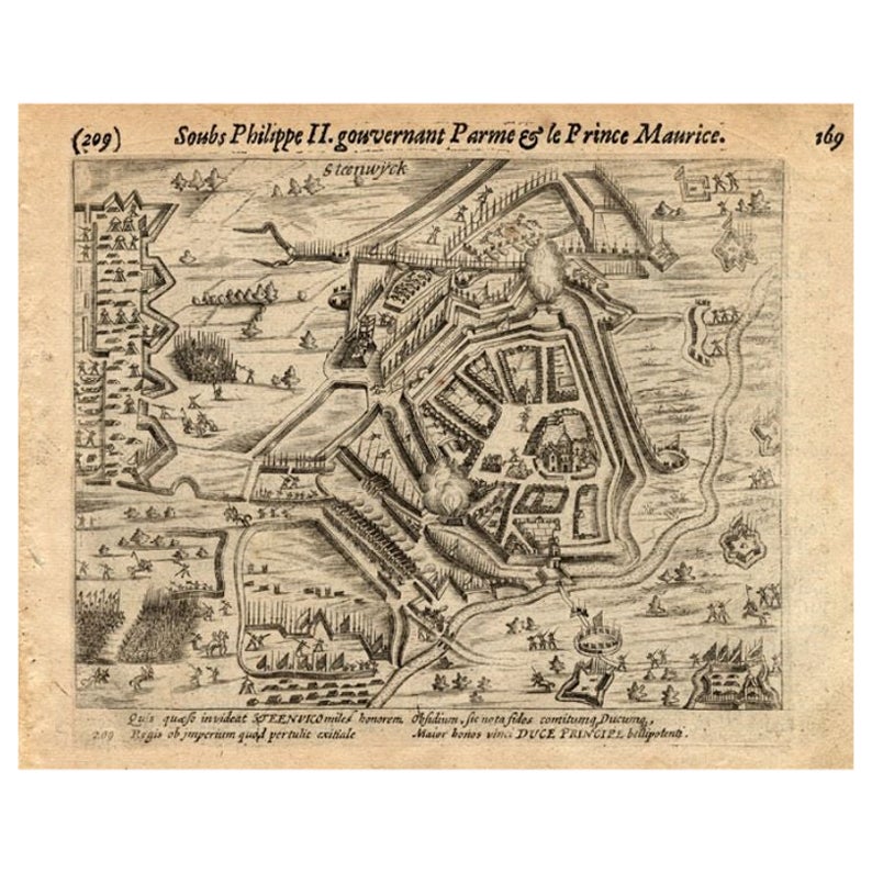 Antique Print of the Siege of Steenwijk, The Netherelands, by Baudartius, 1616 For Sale