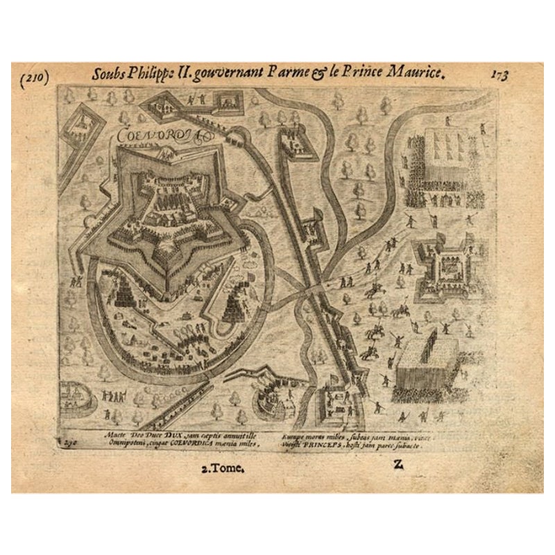 Antiker Druck der Attacke auf Coevorden in Holland, 1616