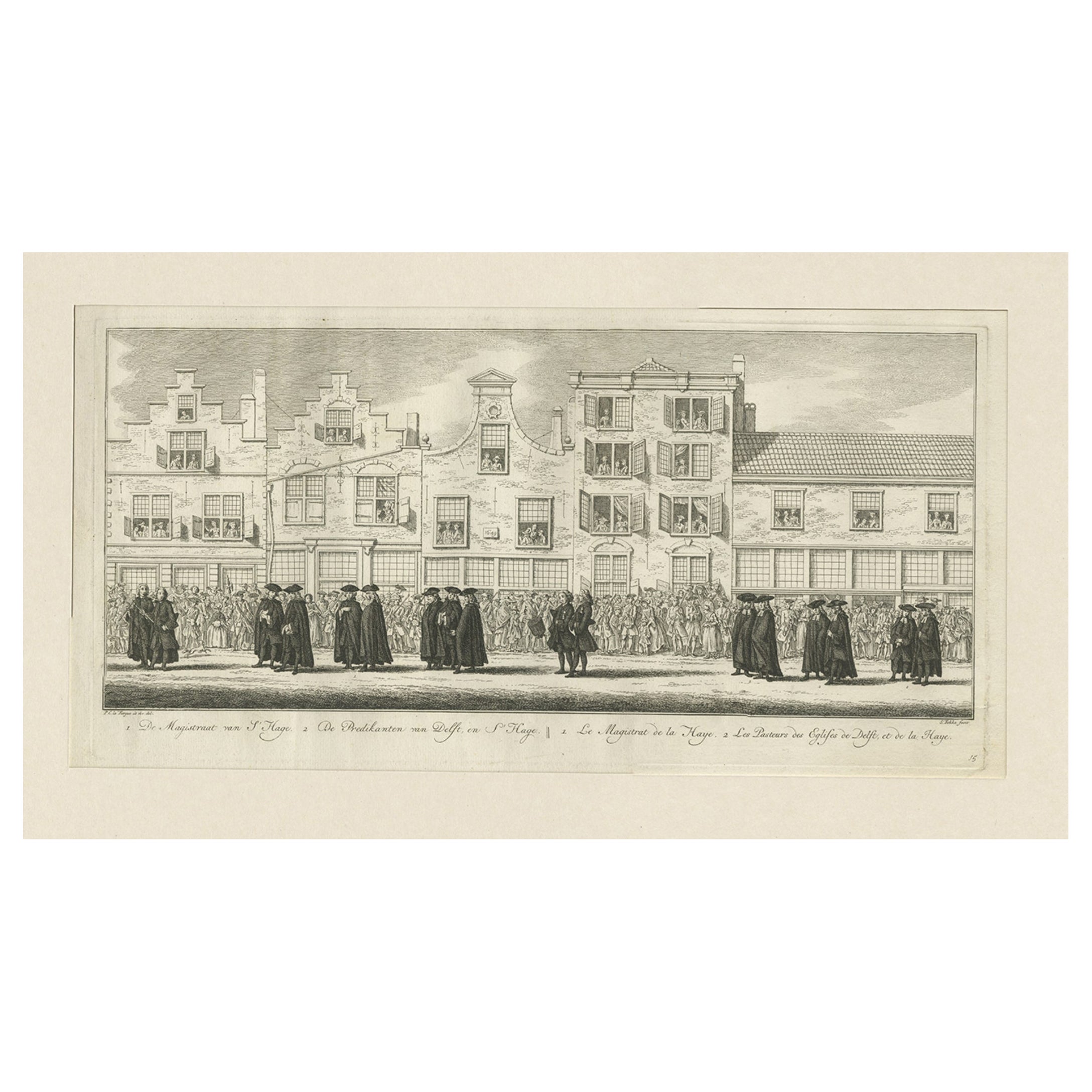 Antique Engraving of the Funeral Procession of Anna Van Hannover, 1761 For Sale