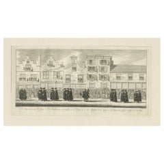 Antique Engraving of the Funeral Procession of Anna Van Hannover, 1761
