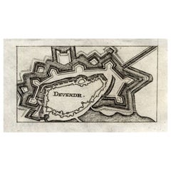 Antike Karte von Deventer in den Niederlanden, 1691