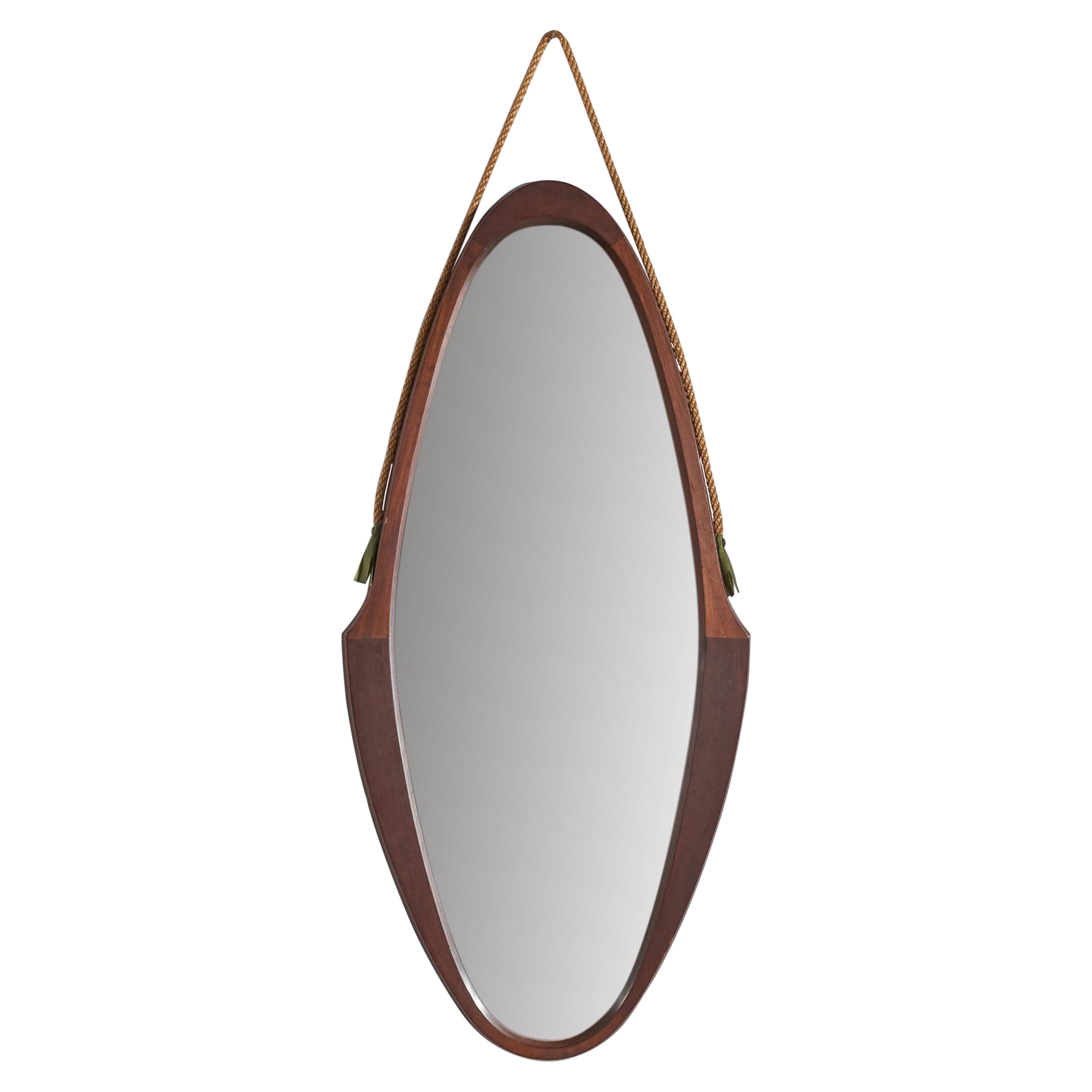 Italian Designer, Wall Mirror, Wood, Italy, 1950s