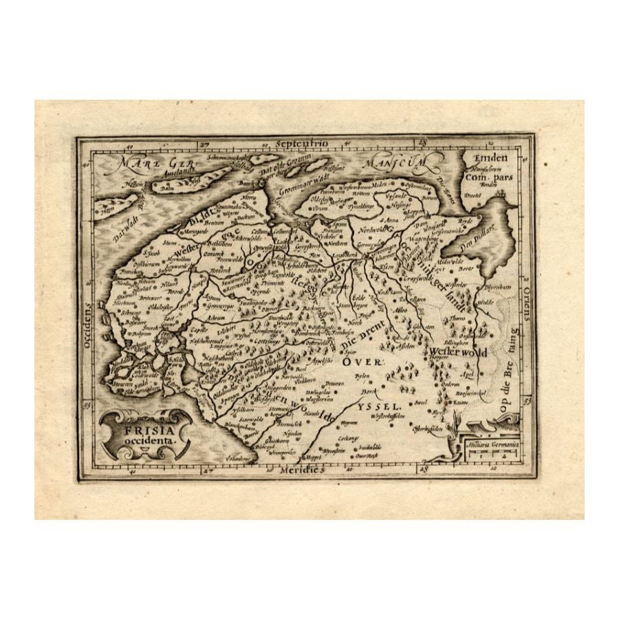 Antique Map of Friesland by Guicciardini, 1613 For Sale