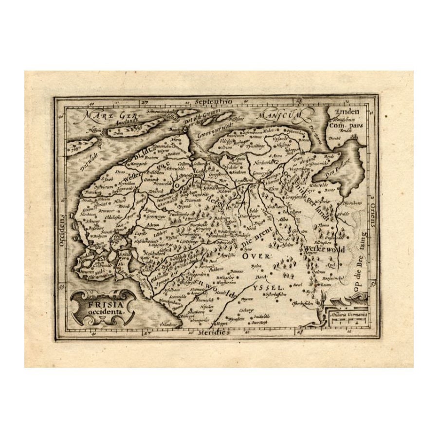 Carte ancienne de la Frisland par Guicciardini, 1613