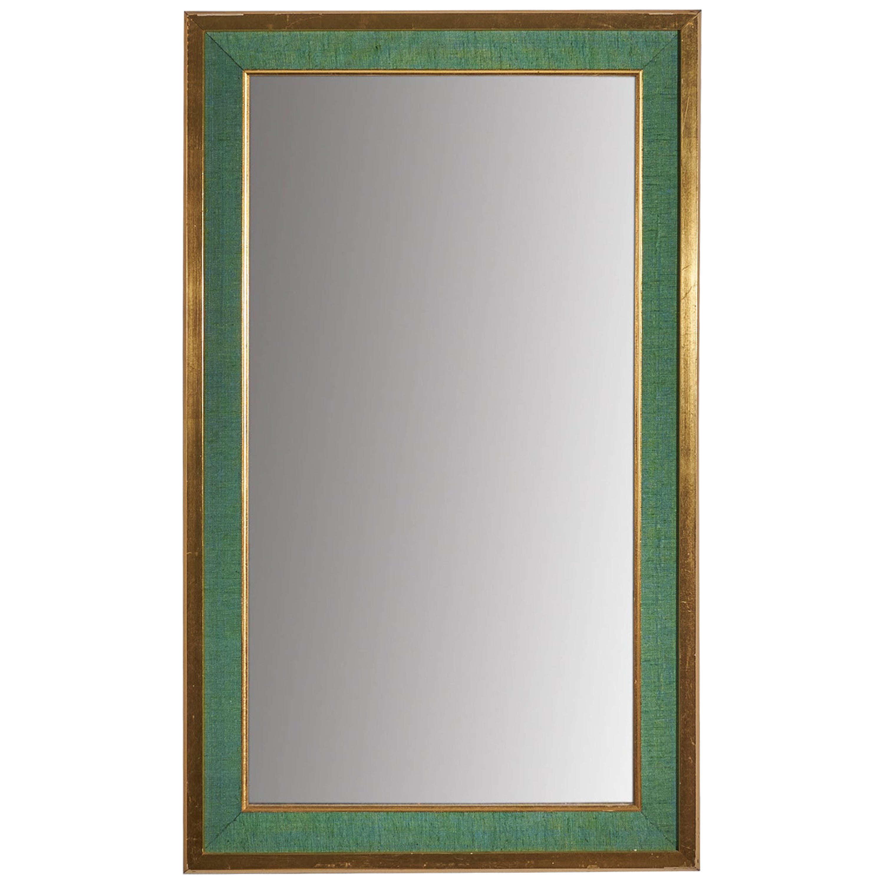 Estrid Ericson 'Attributed' Wall Mirror, Wood and Green Fabric, Sweden, 1950s For Sale