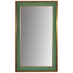 Estrid Ericson 'Attributed' Wall Mirror, Wood and Green Fabric, Sweden, 1950s