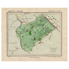 Antike Karte der Gemeinde Anloo in den Niederlanden, 1865