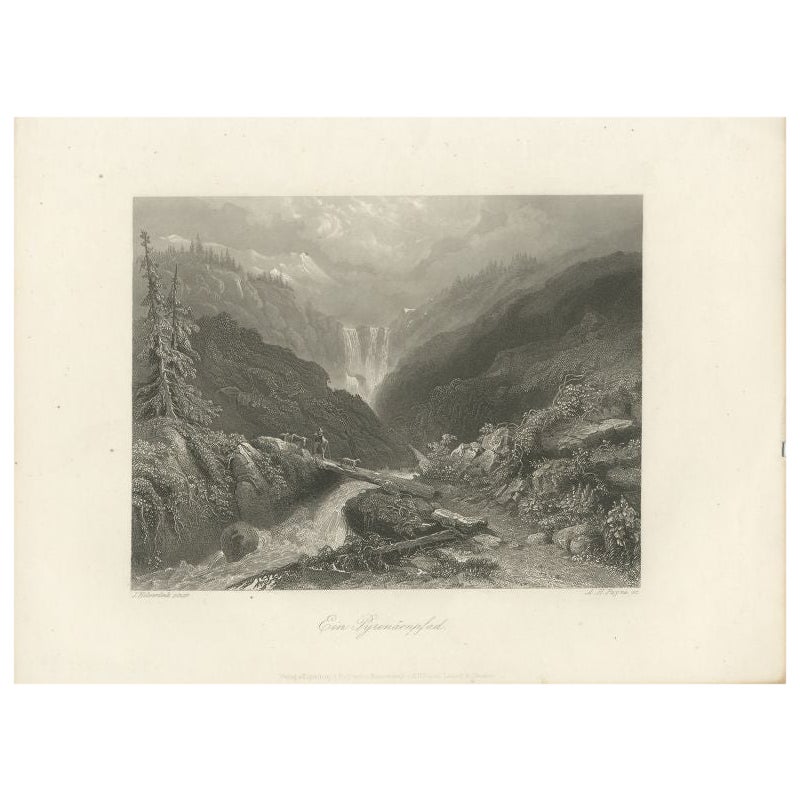 Antique Print of a Pyrenees Trail, circa 1850 For Sale
