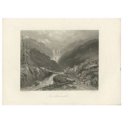 Antique Print of a Pyrenees Trail, circa 1850