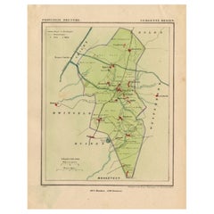 Original Antique Map of the Township of Beilen in the Netherlands, 1865