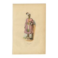 Antique Hand-Colored Print of a Groom in Calcutta, India, 1843