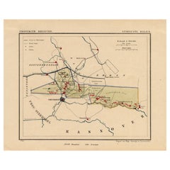 Carte ancienne de la ville de Dalen, Schoonebeek aux Pays-Bas, 1865