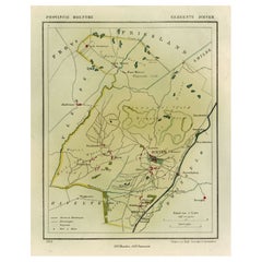 Carte ancienne de la ville de Diever, Drenthe, aux Pays-Bas,  1865