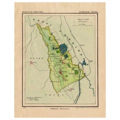 Antike Karte der Grafschaft Eelde in Drenthe, Niederlande, 1865