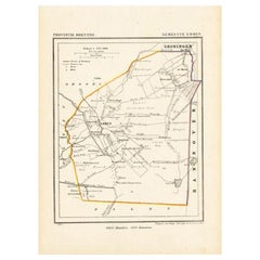 Carte ancienne de la ville d'Emmen, Drenthe aux Pays-Bas, 1865