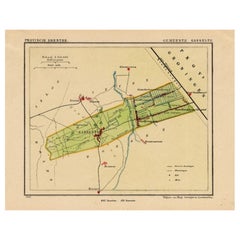 Carte ancienne du comté de Gasselte aux Pays-Bas, 1865