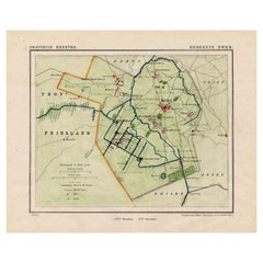 Carte ancienne du comté de Norg à Drenthe, Pays-Bas, 1865